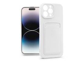 Apple iPhone 14 Pro szilikon hátlap kártyatartóval - Card Case - fehér