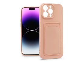 Apple iPhone 14 Pro Max szilikon hátlap kártyatartóval - Card Case - pink