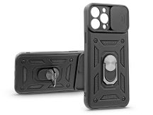  Apple iPhone 13 Pro Max ütésálló hátlap gyűrűvel és kameravédővel - Slide Armor - fekete