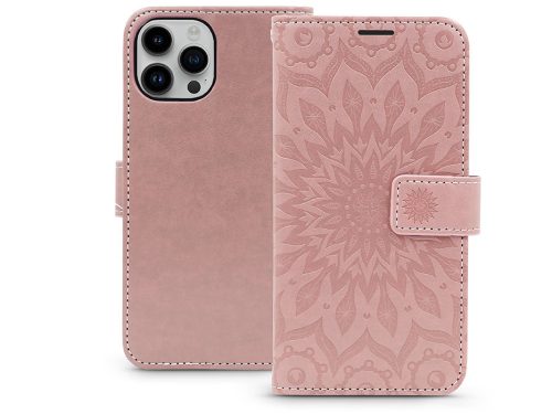 Haffner Mezzo Book Flip oldalra nyíló tok - Apple iPhone 15 Pro - mandala rose gold