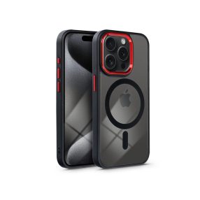   Haffner Edge Mag Cover szilikon tok - Apple iPhone 15 Pro - fekete/piros/átlátszó