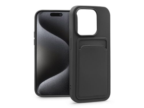 Haffner Card Case kártyatartós szilikon tok - Apple iPhone 15 Pro - fekete
