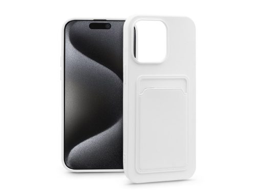 Haffner Card Case kártyatartós szilikon tok - Apple iPhone 15 Pro Max - fehér