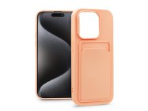   Apple iPhone 15 Pro Max szilikon hátlap kártyatartóval - Card Case - rózsaszín