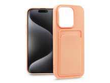   Apple iPhone 15 Pro szilikon hátlap kártyatartóval - Card Case - rózsaszín