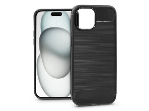 Haffner Carbon szilikon tok - Apple iPhone 15 Plus - fekete