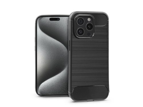 Haffner Carbon szilikon tok - Apple iPhone 15 Pro - fekete