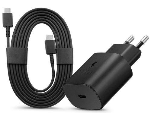 Samsung EP-TA800EBE gyári gyorstöltő adapter 25W + EP-DA767JBE Type-C/Type-C 1,8m - fekete - ECO