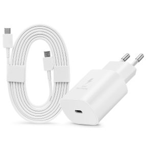   Samsung EP-TA800EWE gyári gyorstöltő adapter 25W + EP-DA767JWE Type-C/Type-C 1,8m - fehér - ECO