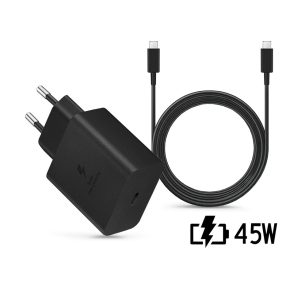   Samsung EP-TA845XBEG gyári gyorstöltő adapter 45W PD + EP-DX510JBE Type-C/Type-C 1,8m - fekete - ECO