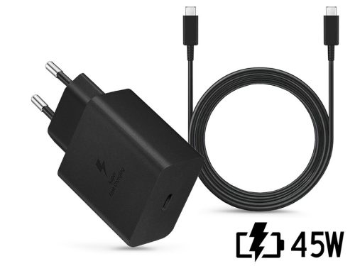 Samsung EP-TA845XBEG gyári gyorstöltő adapter 45W PD + EP-DX510JBE Type-C/Type-C 1,8m - fekete - ECO
