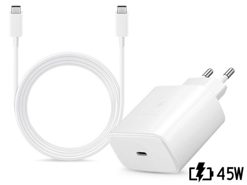 Samsung EP-TA845EWE gyári gyorstöltő adapter 45W + EP-DX510JWE Type-C/Type-C 1,8m - fehér - ECO