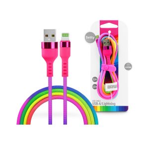   Setty 10W USB/Lightning adat- és töltőkábel 1,2m - szivárvány