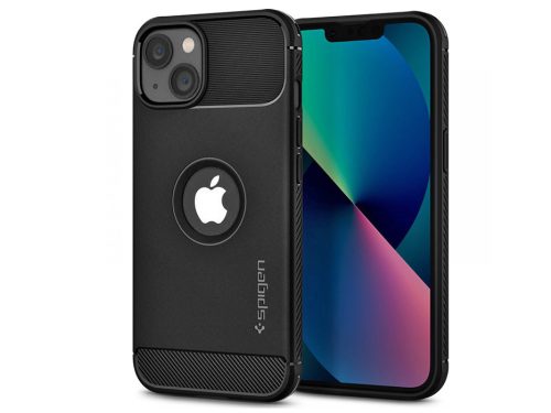 Spigen Rugged Armor ütésálló tok - Apple iPhone 13 - fekete