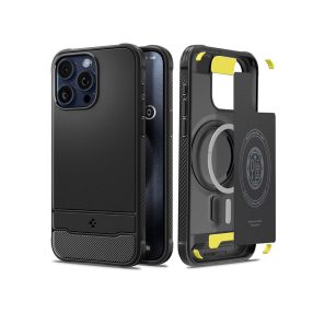   Spigen Rugged Armor MagSafe ütésálló tok - Apple iPhone 15 Pro - fekete