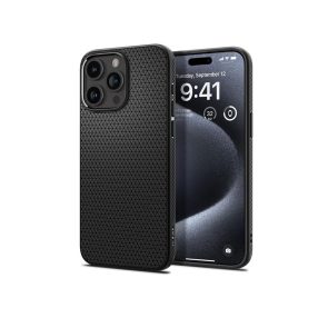   Spigen Liquid Air ütésálló tok - Apple iPhone 15 Pro - fekete