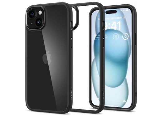 Spigen Ultra Hybrid ütésálló tok - Apple iPhone 15 - fekete/átlátszó