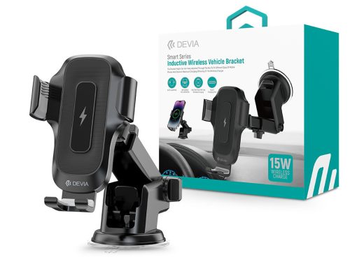 Devia Smart Series 15W vezeték nélküli autós töltő/tartó műszerfalra/szélvédőre - fekete