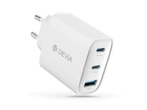 Devia Extreme Speed Series 65W GaN PD hálózati gyorstöltő adapter USB+2xType-C - fehér