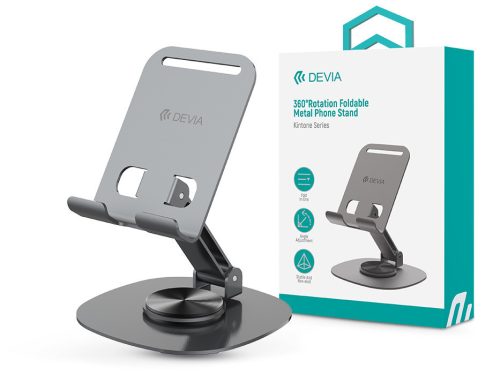 Devia Kintone Series összecsukható asztali 360° fokban elfordítható fém telefon tartó - szürke