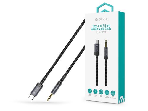 Devia iPure Series Woven AUX 3,5mm jack/Type-C audio kábel 1m - fekete