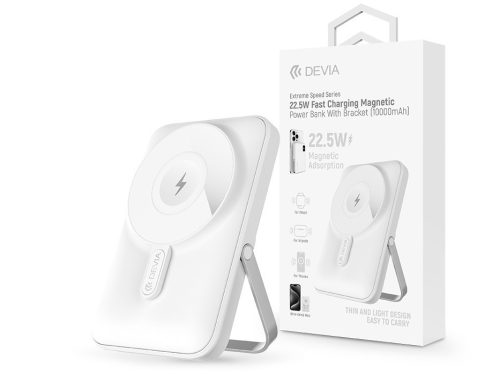 Devia Extreme Speed Magnetic PD 22.5W powerbank/állvány - Lightning/Type-C - 10.000 mAh - fehér