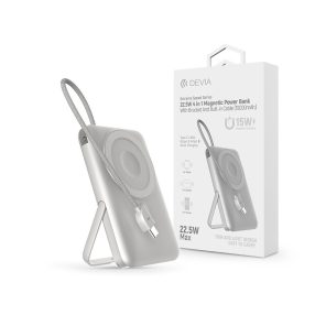   Devia Extreme Speed Series Magnetic 4in1 22.5W powerbank/állvány - Type-C - 10.000 mAh - ezüst