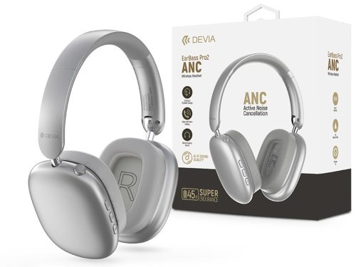 Devia EarBass Pro2 ANC Bluetooth sztereó fejhallgató beépített mikrofonnal - ezüst