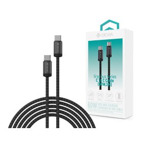   Devia Gracious Series 60W PD Type-C/Type-C adat- és töltőkábel 3m - fekete