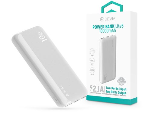 Devia Kintone Series Lite 5 - 2xUSB + Type-C + microUSB - powerbank - 10.000 mAh - fehér