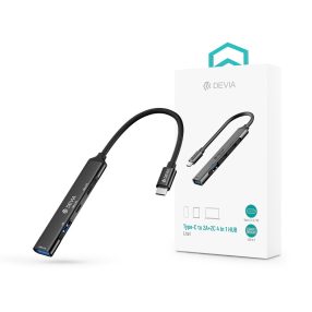   Devia Lite1 4 in 1 Hub - USB-C 3.1 - USB 3.0/USB 2.0/2xType-C elosztó/adapter - szürke
