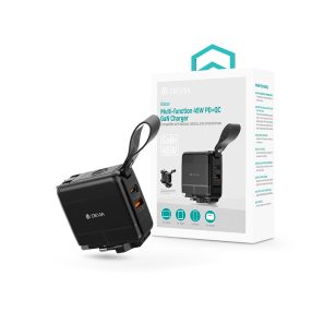   Devia Global 45W PD+QC hálózati gyorstöltő utazó adapter (CN/JP/US/EU/UK/AU) - fekete