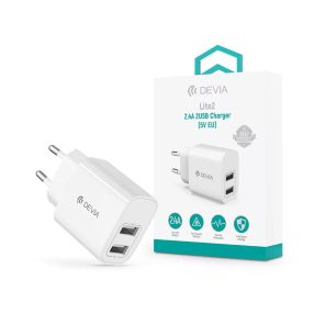   Devia Lite2 2.4A (5V EU) 2xUSB hálózati töltő adapter - fehér