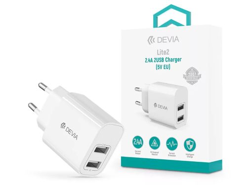 Devia Lite2 2.4A (5V EU) 2xUSB hálózati töltő adapter - fehér