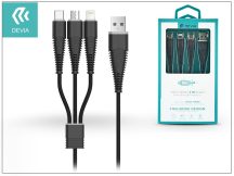   Devia USB töltő- és adatkábel 1,2 m-es vezetékkel - Devia Fish1 Flexible 3in1 for Lightning/Android/Type-C USB 2.4 - black