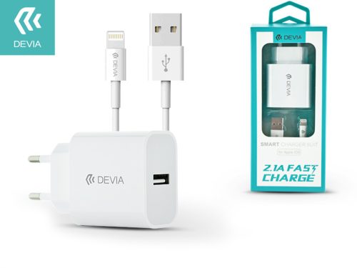 Devia Smart Series 10W USB hálózati töltő adapter + USB/Lightning kábel 1,2m - fehér
