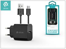   Devia Smart USB hálózati töltő adapter + micro USB kábel 1 m-es vezetékkel - Devia Smart USB Fast Charge for Android - 5V/2,1A - black