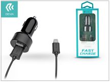   Devia Dual szivargyújtós töltő adapter + micro USB kábel 1 m-es vezetékkel - Devia Smart Dual USB Fast Charge for Android - 5V/2,4A - black