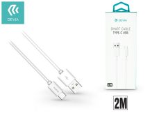  USB - USB Type-C adat- és töltőkábel 2 m-es vezetékkel - Devia Smart USB Type-C 2.0 Cable - white