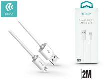   USB - micro USB adat- és töltőkábel 2 m-es vezetékkel - Devia Smart Cable - white