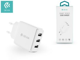 Devia univerzális USB hálózati töltő adapter 3 x USB - 5V/3,4A - Devia Smart Series 3 USB Charger - white
