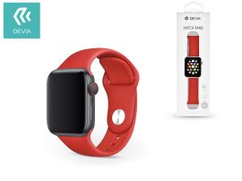 Apple Watch lyukacsos sport szíj - Devia Deluxe Series Sport Band - 42/44/45/49 mm - piros