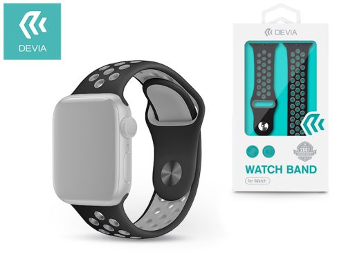 Devia Deluxe Series Sport2 Apple Watch lyukacsos sport szíj - 42/44/45/49mm - fekete/szürke