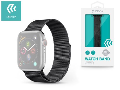 Devia Elegant Series Milanese Loop Apple Watch fém szíj - 42/44/45/49mm - fekete