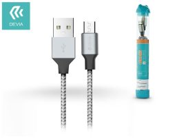 USB - micro USB adat- és töltőkábel 1 m-es vezetékkel - Devia Tube for Android USB 2.4A - silver/black
