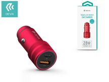   Devia szivargyújtós töltő adapter USB + Type-C bemenettel - 5V/3A - Devia Traveller Series PD Quick Car Charger - red