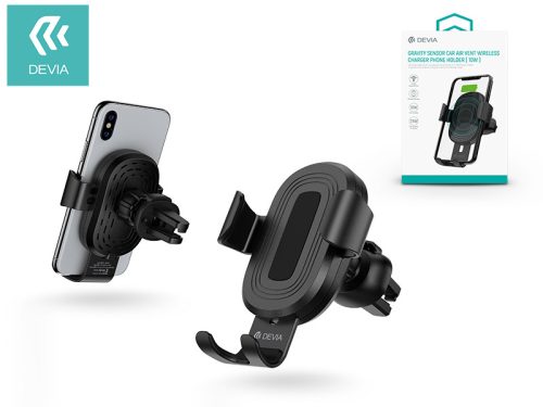 Devia Sensor 10W Qi vezeték nélküli autós töltő/tartó szellőzőrácsba - fekete