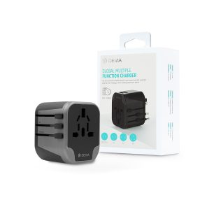   Devia Global hálózati töltő utazó adapter (UK/EU/USA/USA/Japán/AU) - fekete