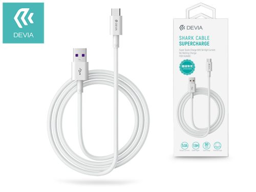 Devia Smart Series Shark USB/Type-C töltő- és adatkábel 1,5m - 5A - fehér