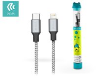   Devia Type-C - Lightning töltő- és adatkábel 1 m-es vezetékkel - Devia Tube PD  Cable Type-C to Lightning Quick Charge - 20W - silver/black